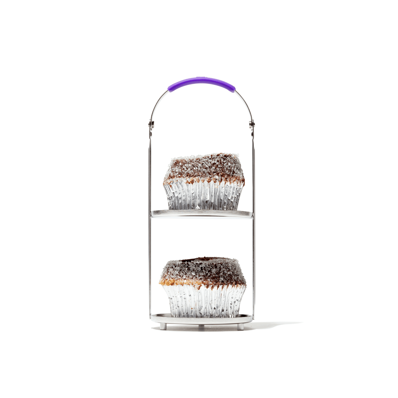 Ardent Double Lifter with two cupcakes on each shelf on a white background